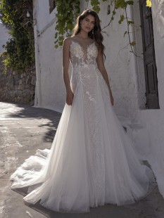 STELLA Embroidered Tulle and Lace A-Line Wedding Dress