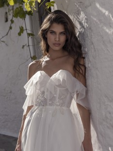 SINDY A-Line Tulle Wedding Dress with Ruffled Sleeve