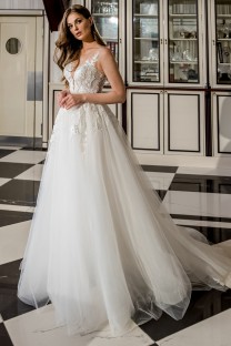 RAMI V-Neck Tulle and Lace A-Line Wedding Dress